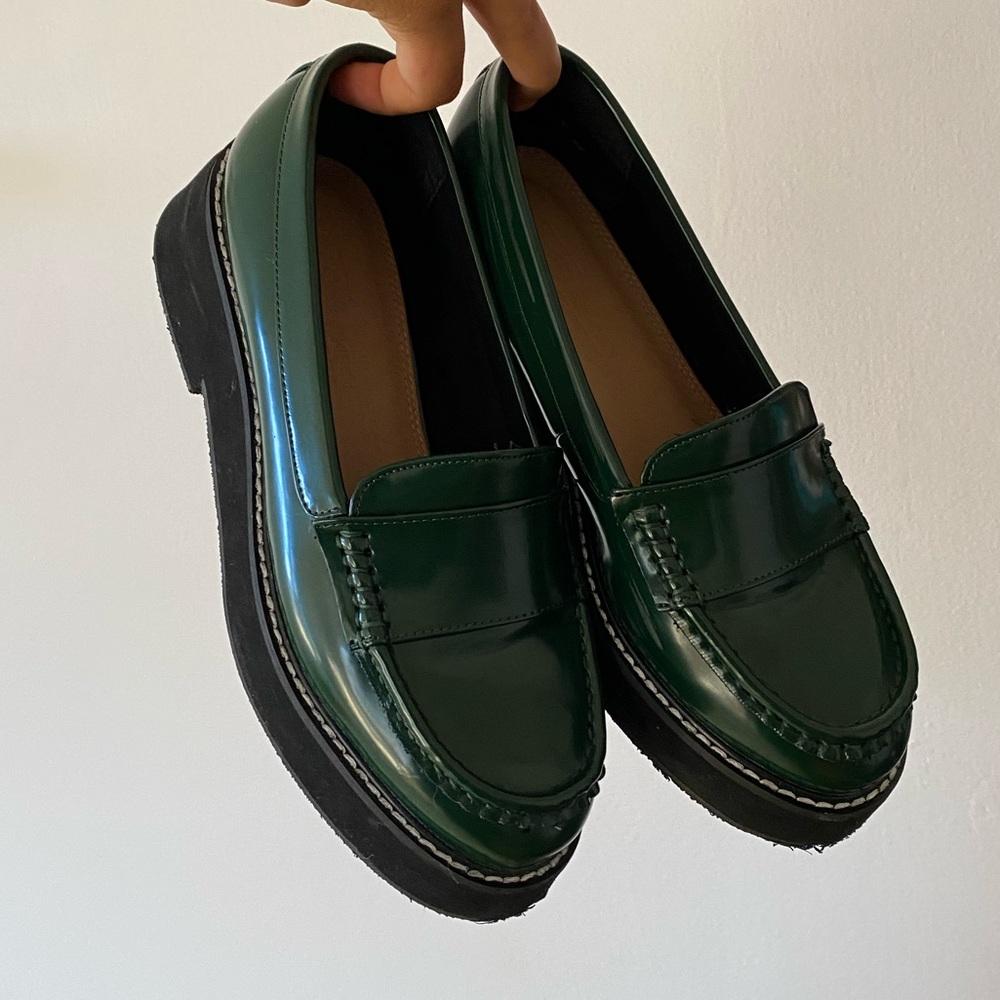 Green Platform Loafers